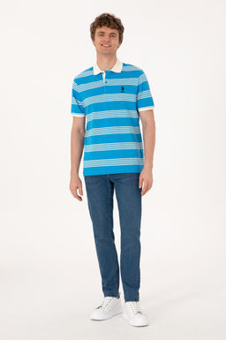 Erkek Regular Fit Polo Yaka Turkuaz _izgili Ti__rt Sepette S_rpriz _ndirim - U.s. polo assn фото 4