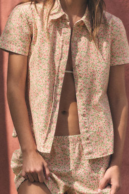 CAMISA MANGA CORTA FLORES / Rosa - Zara фото 3