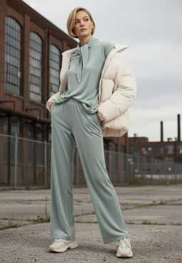 Костюм из велюра со съемным капюшоном и резинкой в комплекте OD-1009-2 зеленый