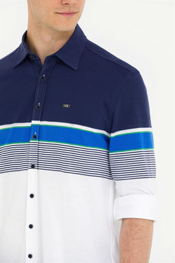 Мужская темно-синяя рубашка с длинным рукавом - U.s. polo assn фото 14