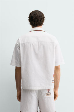 CAMISA RELAXED FIT BORDADOS CONTRASTE / Crudo - Zara фото 3