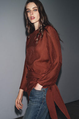 FLOWING BLOUSE WITH MULTI-POSITION SCARF DETAIL ZW COLLECTION - Zara фото 8
