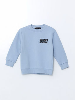 Bisiklet Yaka Bask?l? Erkek ?ocuk Sweatshirt