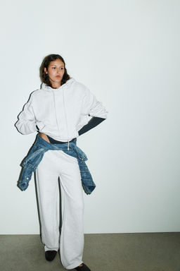BELTED STRAIGHT-LEG FLEECE TROUSERS
