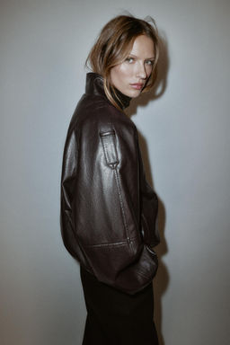 FAUX LEATHER HIGH-NECK JACKET - Zara фото 4