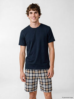 Regular Fit Ekose Erkek ?ortlu Pijama Tak?m?