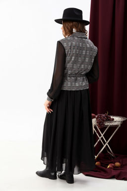 Платье NIKVA н900-4 серая клетка+чёрный фото 5