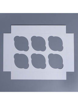 Цена за 5 шт. Коробка для капкейков, кондитерская упаковка с окном, 6 ячеек «Венок», 25×17×10 см