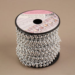 Бусы на нитях, 4 мм, 9±1 м, цвет серебряный