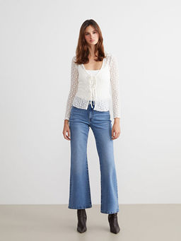 Ba?lamal? Yaka Dantelli Kad?n H?rka