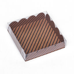 Цена за 5 шт. Коробка для печенья, «Полосы крафт» 12×12×3 см