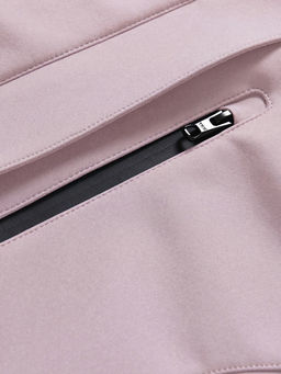 Парка женская софтшелл виндстоппер удлинённая с капюшоном розового цвета 9618_1R