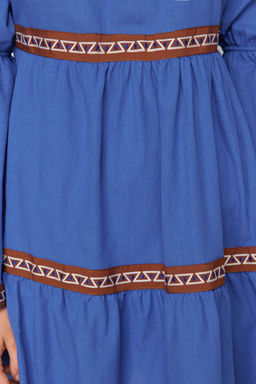 Saks Mini Dokuma F?rf?rl? Plaj Elbisesi TBESS24EL00090 - Trendyolmilla фото 5