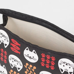 Косметичка на молнии, треугольная, с принтом Коты и рыбки, чёрная - Simaland фото 4