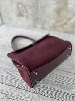 Женская замшевая сумка-портфель 8399 Бордовый - Sergio valentini фото 10