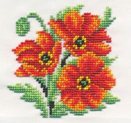 Klart набор для вышивания 8-120 Алые маки 13 х 13 см