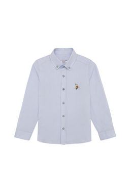 Голубая базовая рубашка с длинным рукавом для мальчика Неожиданная скидка в корзине - U.s. polo assn фото 2
