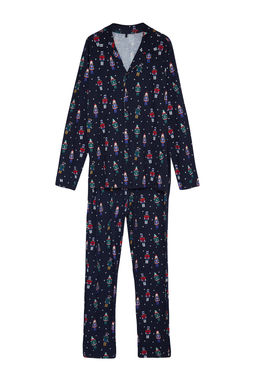 TRENDYOL MAN Lacivert Y?lbas? Temal? Gomlek Yaka Regular fit Orme %100 Pamuk Pijama Tak?m? TMNAW24PT00048 - Trendyolmilla фото 4