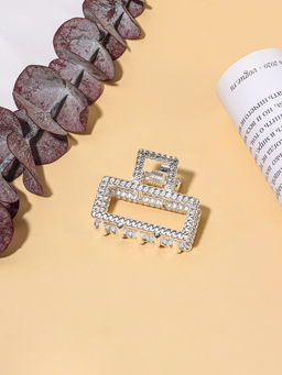 Цена за 6 шт. Крабик для волос «Эмма», прямоугольник, 2.5×2 см, серебро