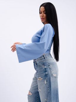 Лонгслив "Аида 3" голубой, кулирка с лайкрой