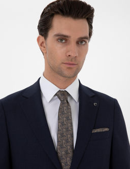 Lacivert Slim Fit Tak_m Elbise - Cacharel фото 2