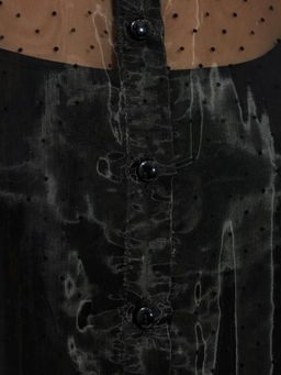 Блузка из органзы с мушками и галстуком OD-986-1 черный