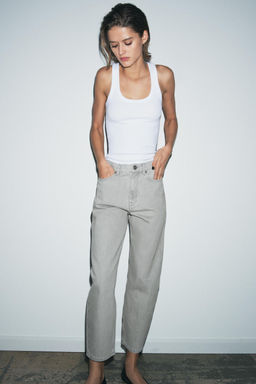 JEANS ZW COLLECTION TAPERED TIRO MEDIO / Gris - Zara фото 4