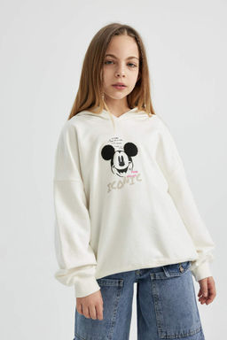 Толстовка с капюшоном для девочек Disney Mickey & Minnie Relax Fit - Defacto фото 4