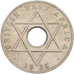 Монета 1/2 пении 1935 года Британская Западная Африка