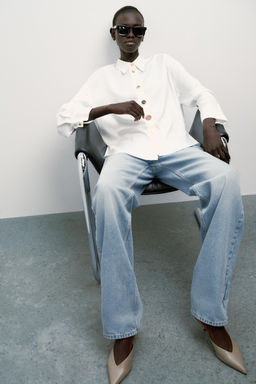 CONTRAST BUTTON SATIN SHIRT - Zara фото 4