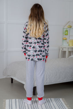 Пижама подростковая из джемпера и брюк из кулирки Олененок кошки