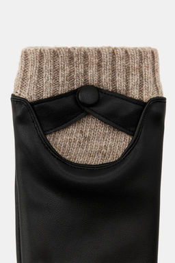 GUANTES EFECTO PIEL CON LANA / Negro - Zara фото 4