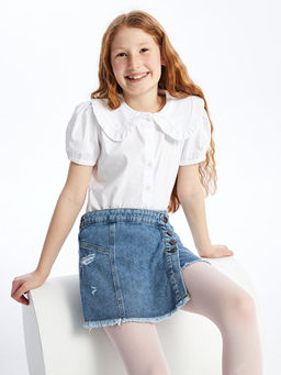 Beli Lastikli K?z ?ocuk Jean ?ort Etek
