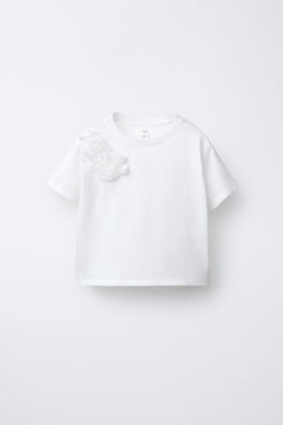 CAMISETA FLORES ORGANZA / Blanco