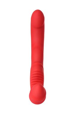 Безремневой страпон Black & Red by TOYFA с вибрацией, силикон, красный, 35 см