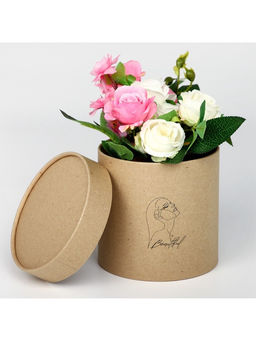 Коробка подарочная шляпная из крафта, упаковка, «Beautiful», 15 х 15 х 15 см