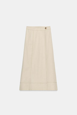 FALDA MIDI CRUZADA CON LINO / Beige claro - Zara фото 7