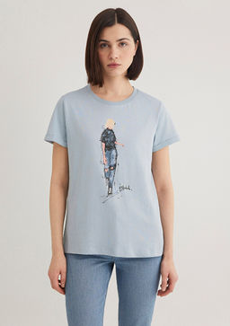 Denim K?z Bask?l? Mavi Istanbul Tisort  фото 4