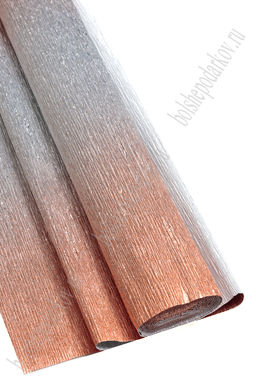 Бумага гофрированная металл-переход, 180 гр. серебряно-красная № 802/4