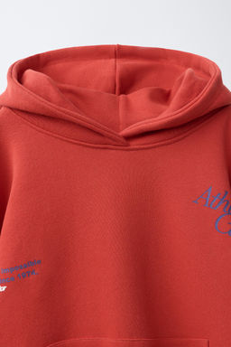SUDADERA CAPUCHA ESTAMPADO TEXTO / Rojo - Zara фото 5
