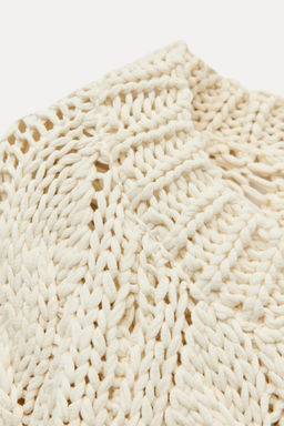 CABLE-KNIT SWEATER WITH SIDE STRIPES - Zara фото 8