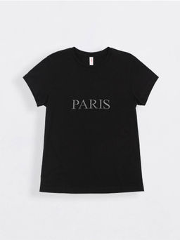 CONTE Черная футболка из мягкого хлопка с вышивкой "Paris" LD 1127 black