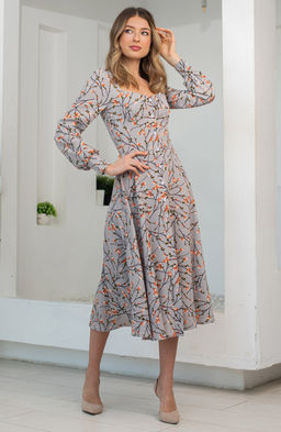 Эффектное платье серый/цветы - Donna saggia фото 2