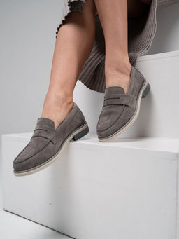 Лоферы 176.rosegr.Серый замок замша