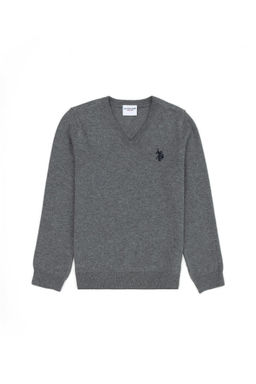 Серый меланжевый базовый свитер для мальчика - U.s. polo assn фото 4