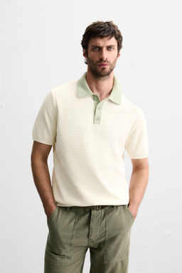 CONTRAST KNIT POLO SHIRT - Zara фото 2