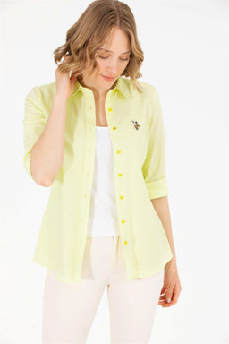 Женская неоново-желтая базовая рубашка с длинным рукавом Неожиданная скидка в корзине - U.s. polo assn фото 2