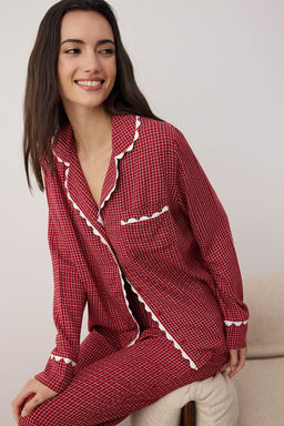 Bordo Ekose / Kareli Shally Dokuma Pijama Tak?m? THMAW26PT00100