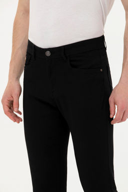 Erkek Slim Fit Siyah Kanvas / Chino Pantolon