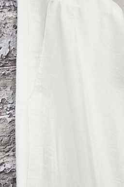Trendyolmilla Beyaz Dokulu Wide Leg/Genis Paca Ince Kumas Astarl? Pantolon TWOSS25PL00113  фото 9